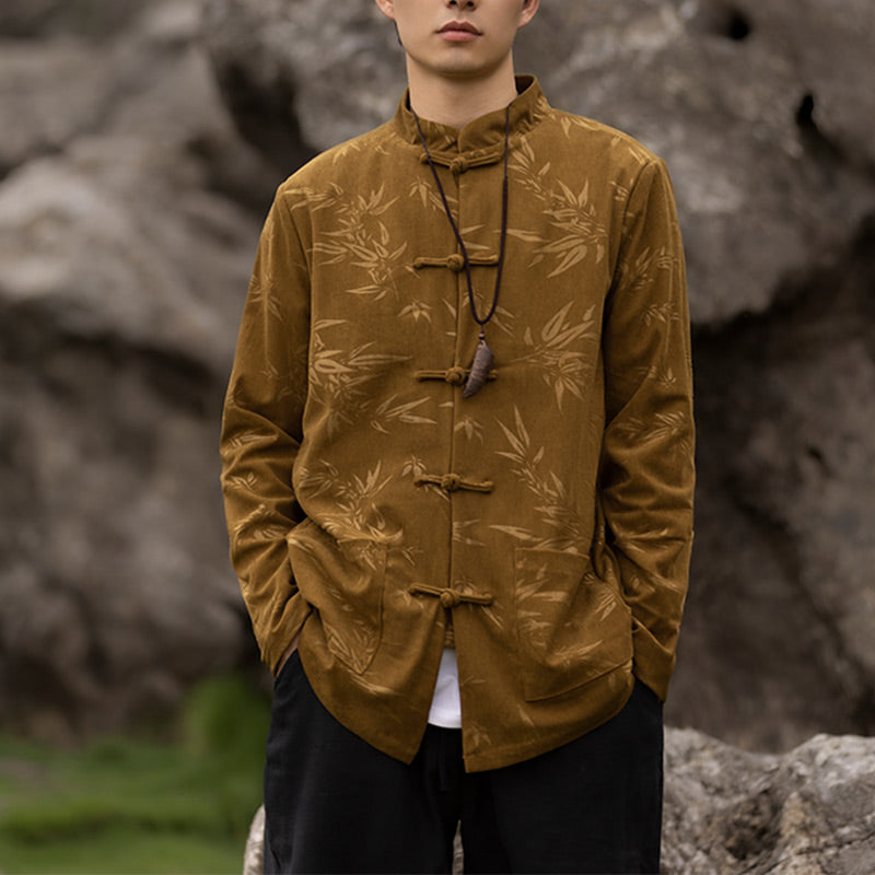 Buddha Stones , traje chino Tang, chaqueta, abrigo, ropa para hombre - Amarillo (solo la parte superior) - US/UK/AU46, EU56 (5XL)  - image 0