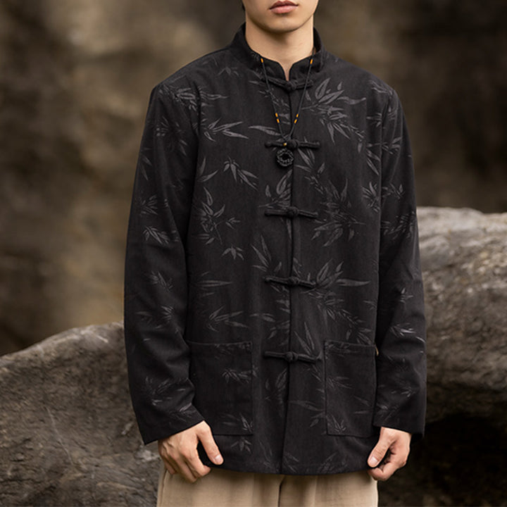 Buddha Stones , traje chino Tang, chaqueta, abrigo, ropa para hombre - Negro (solo la parte superior) - US/UK/AU46, EU56 (5XL)  - image 5