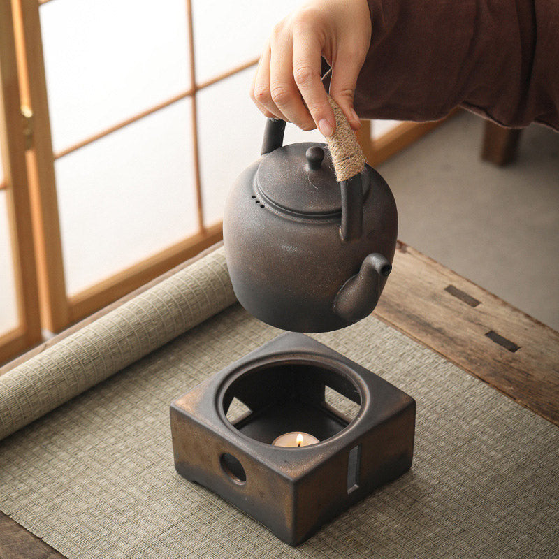 Tetera de kungfú de cerámica de té chino Gongfu marrón Retro de Buddha Stones 700ml con Base - image 3