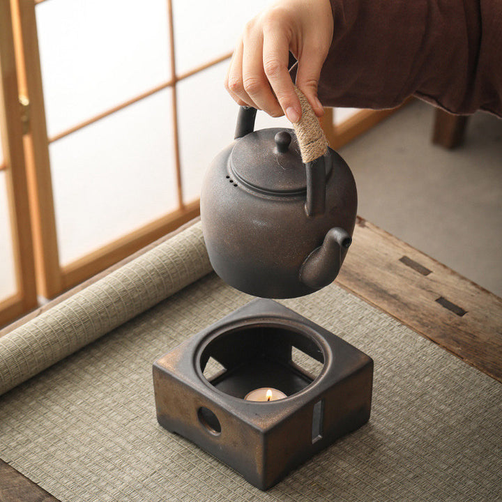 Tetera de kungfú de cerámica de té chino Gongfu marrón Retro de Buddha Stones 700ml con Base - image 3
