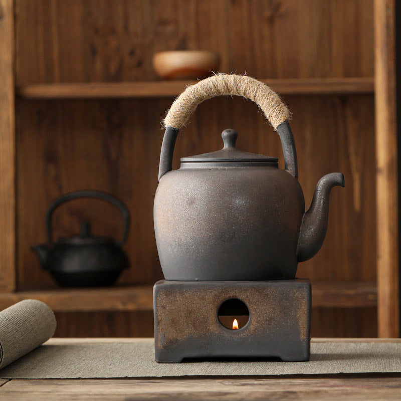 Tetera de kungfú de cerámica de té chino Gongfu marrón Retro de Buddha Stones 700ml con Base - image 6