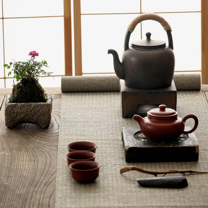 Tetera de kungfú de cerámica de té chino Gongfu marrón Retro de Buddha Stones 700ml con Base - image 15