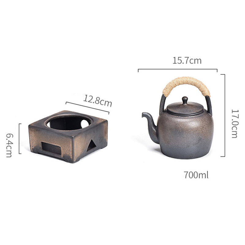 Tetera de kungfú de cerámica de té chino Gongfu marrón Retro de Buddha Stones 700ml con Base - image 19