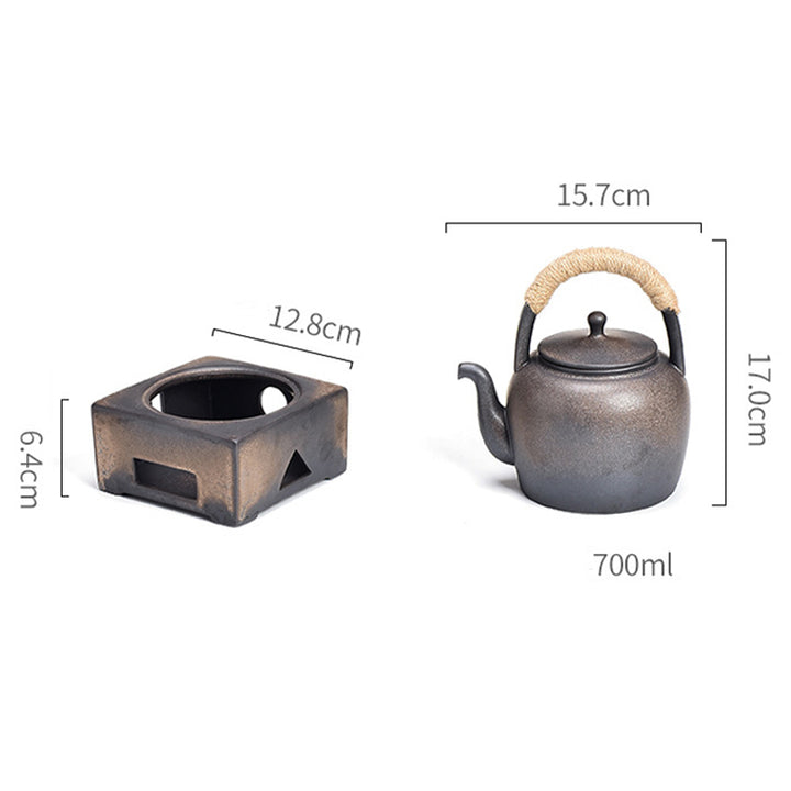 Tetera de kungfú de cerámica de té chino Gongfu marrón Retro de Buddha Stones 700ml con Base - image 19