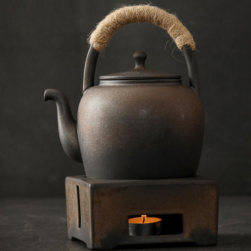 Tetera de kungfú de cerámica de té chino Gongfu marrón Retro de Buddha Stones 700ml con Base - image 5