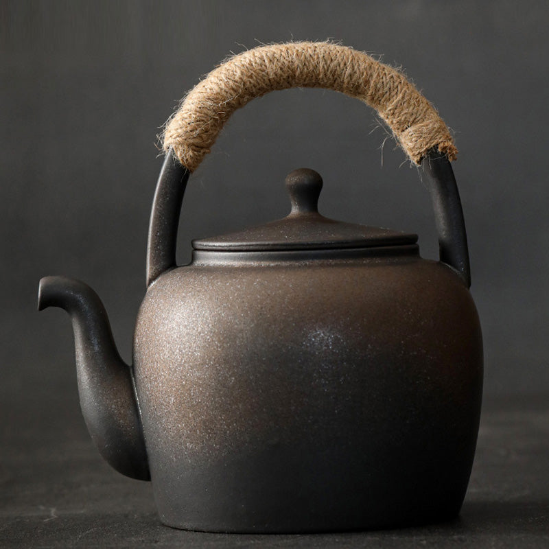Tetera de kungfú de cerámica de té chino Gongfu marrón Retro de Buddha Stones 700ml con Base - image 12