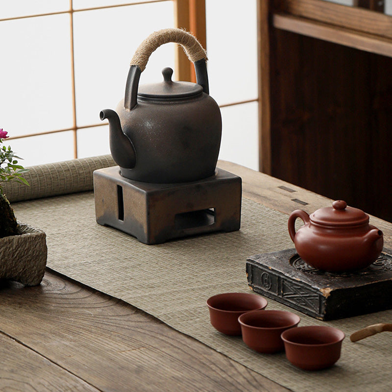 Tetera de kungfú de cerámica de té chino Gongfu marrón Retro de Buddha Stones 700ml con Base - image 18