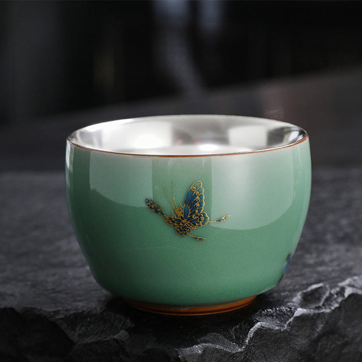 Buddha Stones , piedras, mariposa, pez dorado, loto, pez koi, taza de té de kung fu, 120 ml