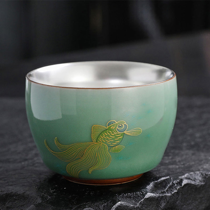 Buddha Stones , piedras, mariposa, pez dorado, loto, pez koi, taza de té de kung fu, 120 ml