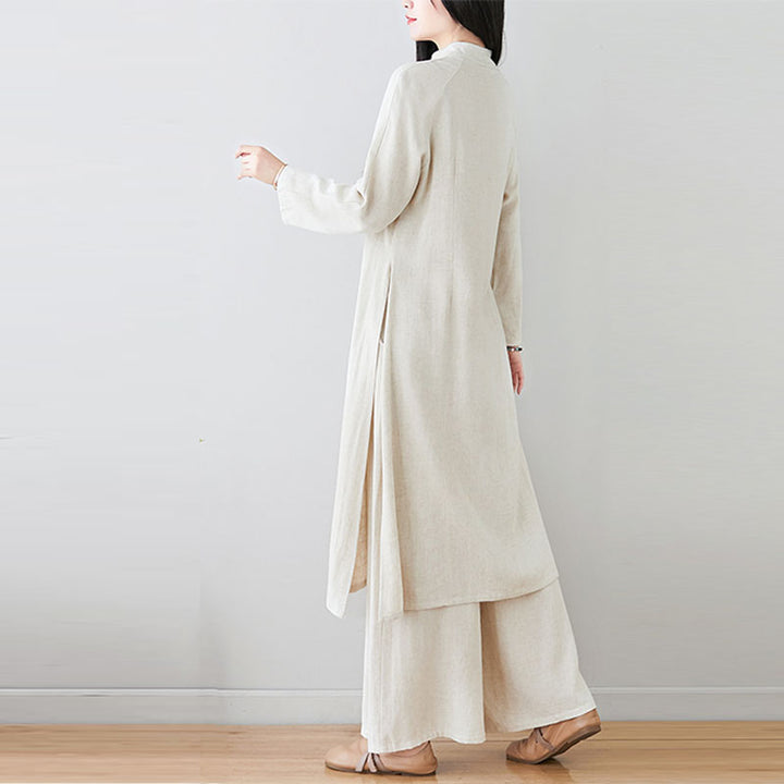 Conjunto de 2 Buddha Stones para mujer con diseño de botones de rana china y estilo zen tai chi, top y pantalones. - image 20