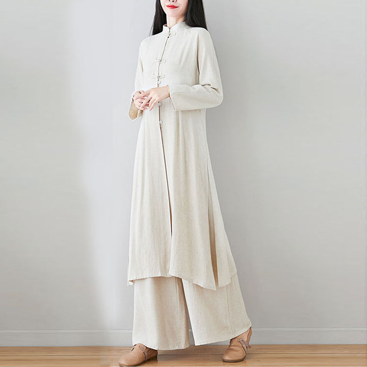 Conjunto de 2 Buddha Stones para mujer con diseño de botones de rana china y estilo zen tai chi, top y pantalones. - image 21