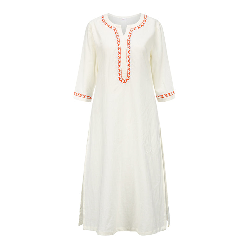 Conjunto de 2 piezas de ropa de Yoga bordada con cuello en V y piedras de Buddha Stones, pantalones superiores de lino y algodón para meditación Zen para mujer - Blanco (solo la parte superior) - US12, UK/AU16, EU44 (2XL)  - image 19