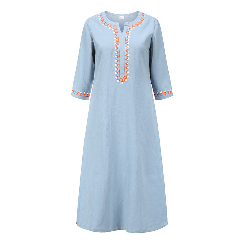 Conjunto de 2 piezas de ropa de Yoga bordada con cuello en V y piedras de Buddha Stones, pantalones superiores de lino y algodón para meditación Zen para mujer - Azul (solo la parte superior) - US8-10，UK/AU12-14，EU40-42 (2XL) - image 20