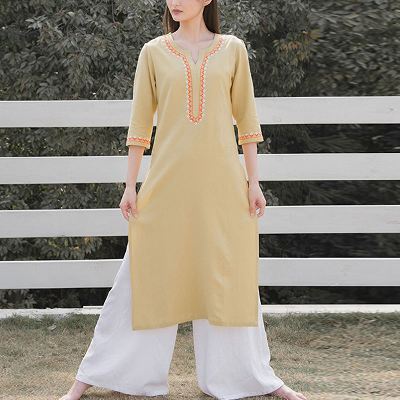 Conjunto de 2 piezas de ropa de Yoga bordada con cuello en V y piedras de Buddha Stones, pantalones superiores de lino y algodón para meditación Zen para mujer - image 17