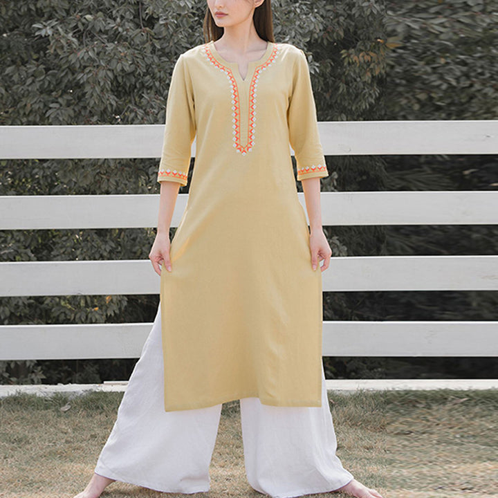 Conjunto de 2 piezas de ropa de Yoga bordada con cuello en V y piedras de Buddha Stones, pantalones superiores de lino y algodón para meditación Zen para mujer - image 17