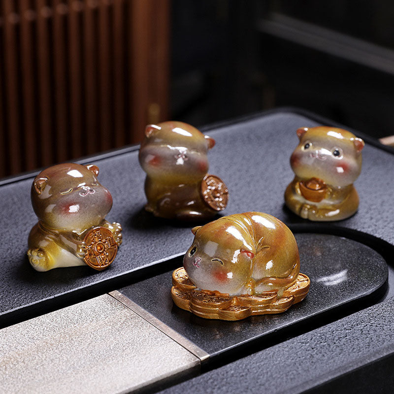 Buddha Stones que cambian de Color, lindo Mini gato, resina, té, mascota, riqueza, decoración del hogar - Gato amarillo - Juego de 4 piezas - image 12
