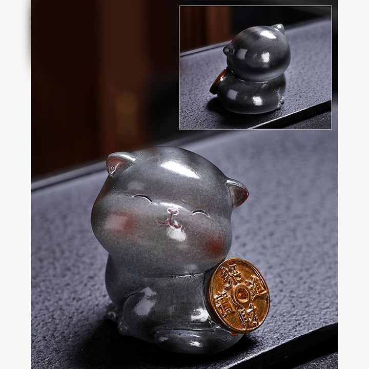 Buddha Stones que cambian de Color, lindo Mini gato, resina, té, mascota, riqueza, decoración del hogar - image 19