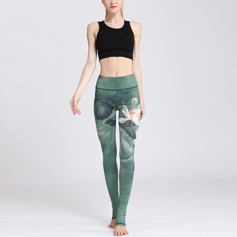 Pantalones de diseño con estampado de flores de loto y Buddha Stones, mallas deportivas para Yoga y Fitness, pantalones de Yoga para mujer - image 7