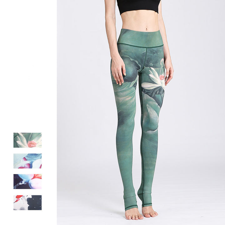 Pantalones de diseño con estampado de flores de loto y Buddha Stones, mallas deportivas para Yoga y Fitness, pantalones de Yoga para mujer - image 4