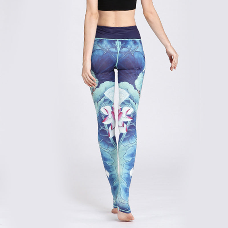 Pantalones deportivos con estampado de flores de loto y Buddha Stones, leggings de yoga para mujer. - image 19