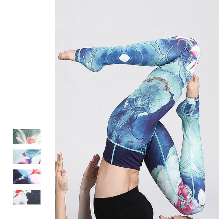 Pantalones de diseño con estampado de flores de loto y Buddha Stones, mallas deportivas para Yoga y Fitness, pantalones de Yoga para mujer - image 21