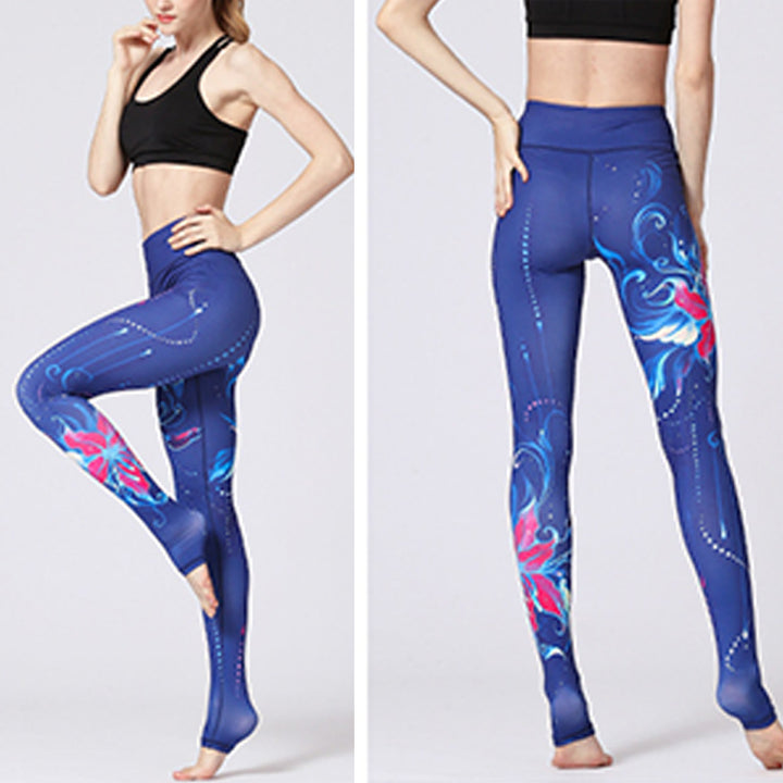Pantalones deportivos con estampado floral de flores de loto y Buddha Stones, leggings de yoga para mujer. - image 21
