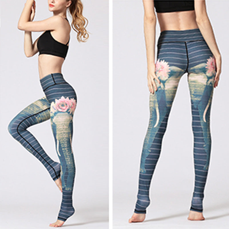 Pantalones deportivos con estampado floral de flores de loto y Buddha Stones, leggings de yoga para mujer. - image 26