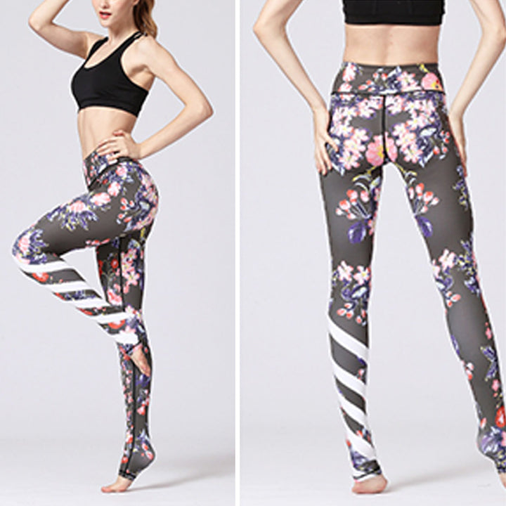 Pantalones deportivos con estampado floral de flores de loto y Buddha Stones, leggings de yoga para mujer. - image 31