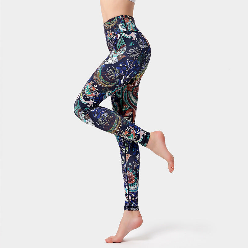 Pantalones con estampado de Buddha Stones deportivas para Fitness, Yoga, danza, pantalones de Yoga para mujer - Pájaro negro - US8-10, UK/AU12-14, EU40-42 (XL) - image 5