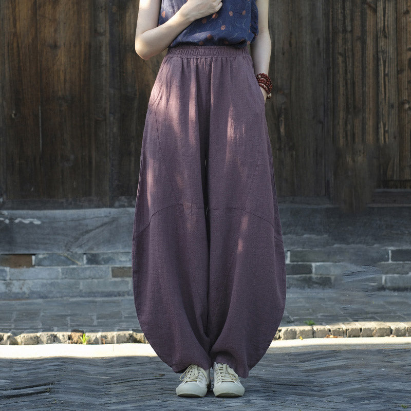 Pantalones con Buddha Stones, pantalones harem holgados para yoga zen y tai chi para mujer. - Morado (forrado de felpa) - US8-10，UK/AU12-14，EU40-42 (L)  - image 4