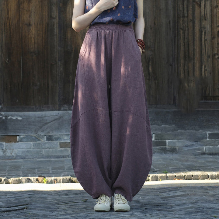 Pantalones con Buddha Stones, pantalones harem holgados para yoga zen y tai chi para mujer. - Morado (forrado de felpa) - US8-10，UK/AU12-14，EU40-42 (L)  - image 4