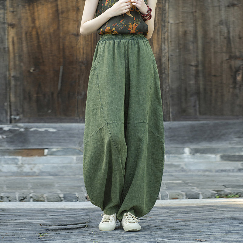 Pantalones con Buddha Stones, pantalones harem holgados para yoga zen y tai chi para mujer. - Verde (estilo regular) - US8-10，UK/AU12-14，EU40-42 (L)  - image 27