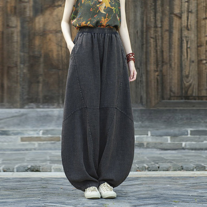 Pantalones con Buddha Stones, pantalones harem holgados para yoga zen y tai chi para mujer. - Negro (estilo regular) - US8-10，UK/AU12-14，EU40-42 (L)  - image 30