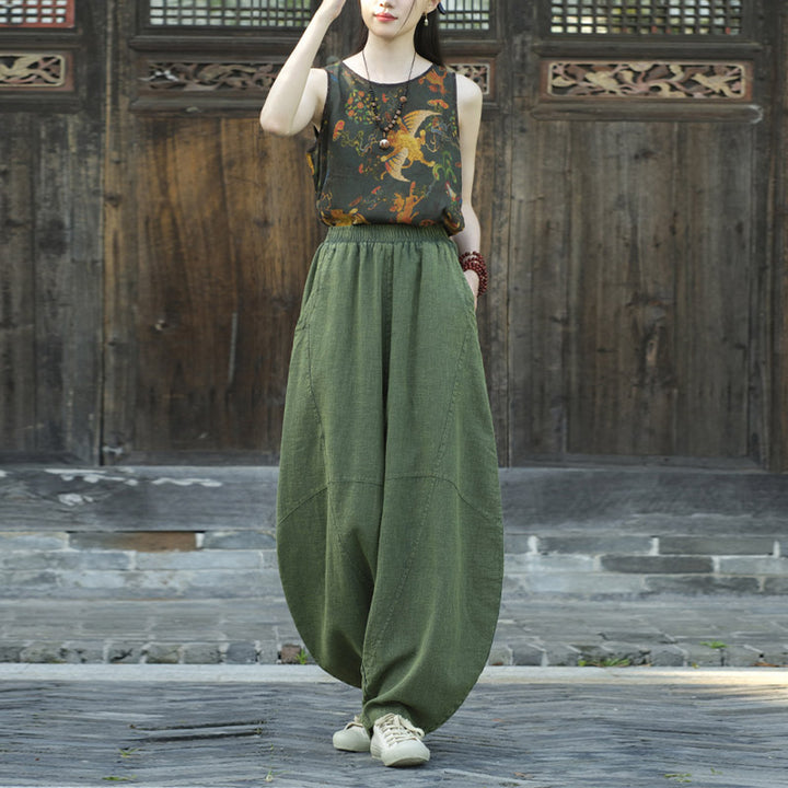 Pantalones con Buddha Stones, pantalones harem holgados para yoga zen y tai chi para mujer. - image 28