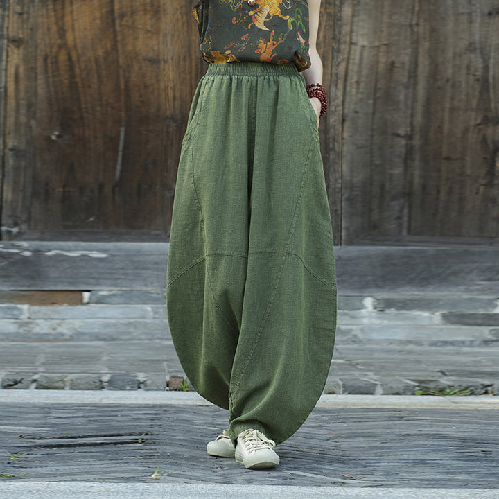 Pantalones con Buddha Stones, pantalones harem holgados para yoga zen y tai chi para mujer. - image 16