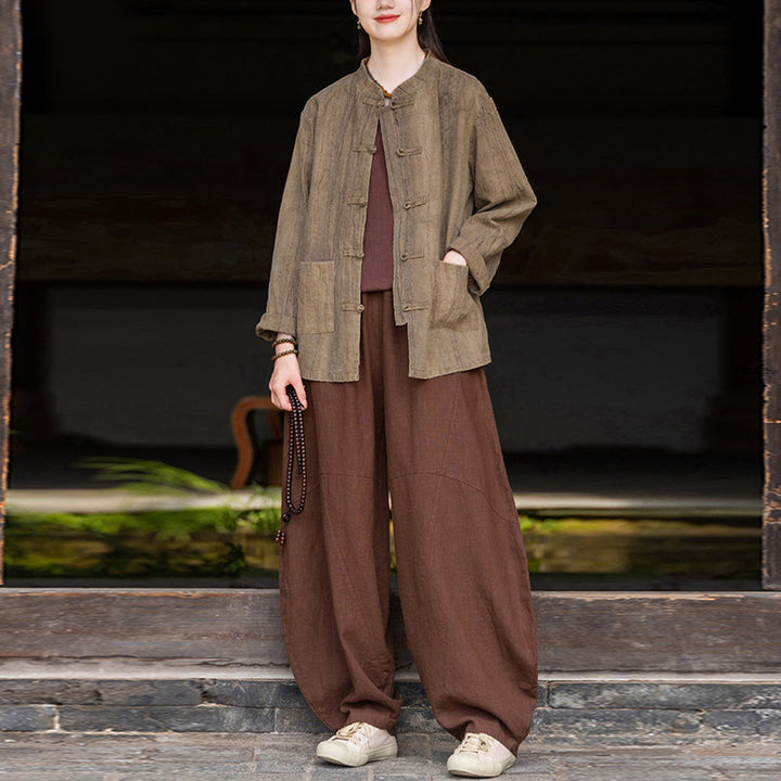 Pantalones con Buddha Stones, pantalones harem holgados para yoga zen y tai chi para mujer. - image 36