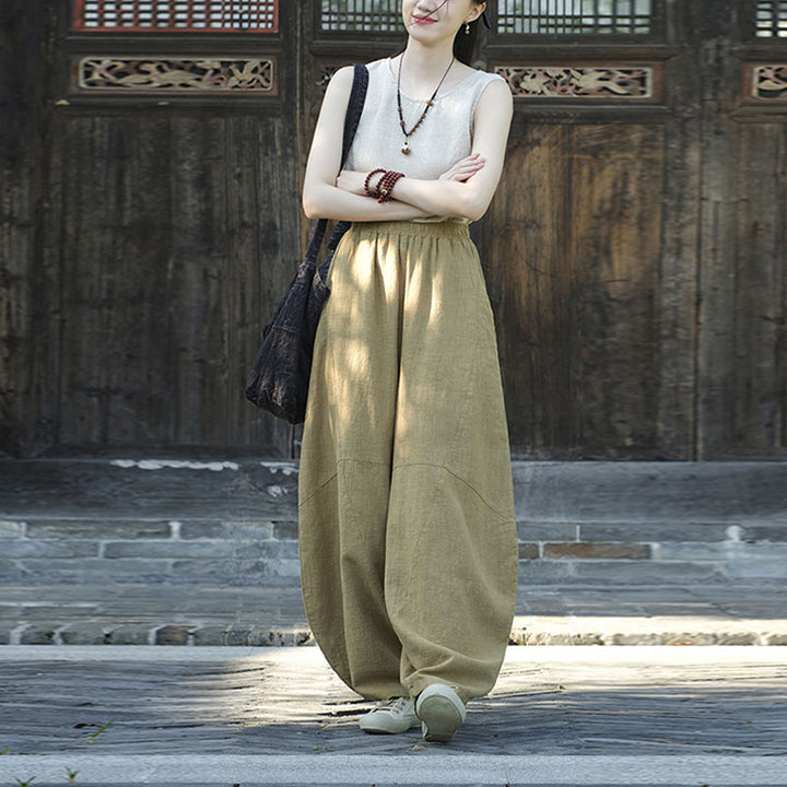 Pantalones con Buddha Stones, pantalones harem holgados para yoga zen y tai chi para mujer. - image 12