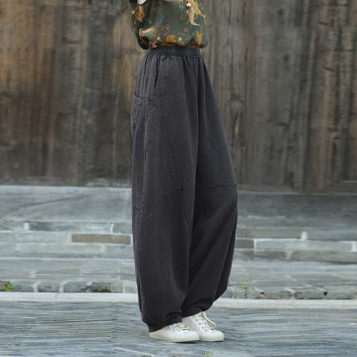 Pantalones con Buddha Stones, pantalones harem holgados para yoga zen y tai chi para mujer. - image 23