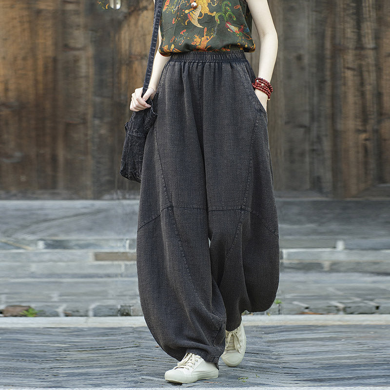 Pantalones con Buddha Stones, pantalones harem holgados para yoga zen y tai chi para mujer. - image 24