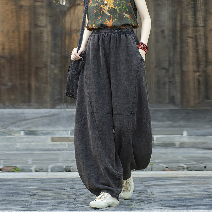 Pantalones con Buddha Stones, pantalones harem holgados para yoga zen y tai chi para mujer. - image 24