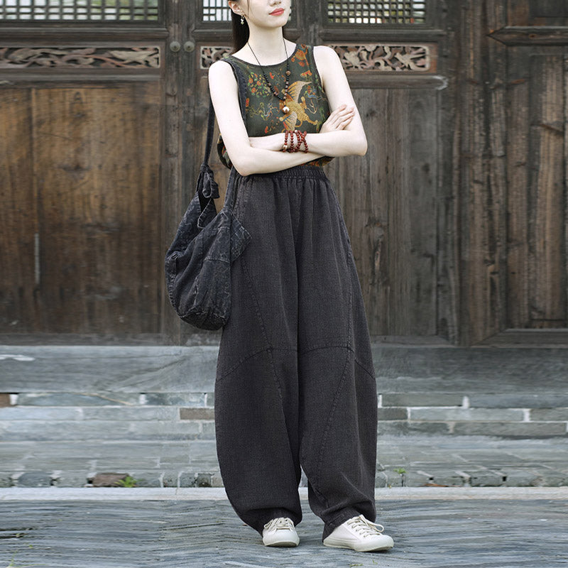 Pantalones con Buddha Stones, pantalones harem holgados para yoga zen y tai chi para mujer. - image 26