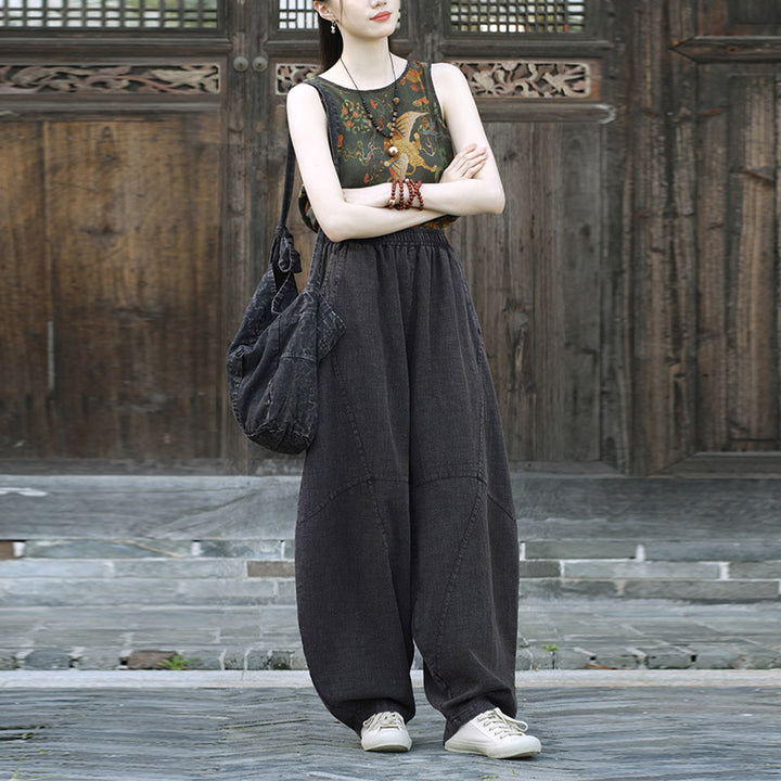 Pantalones con Buddha Stones, pantalones harem holgados para yoga zen y tai chi para mujer. - image 26