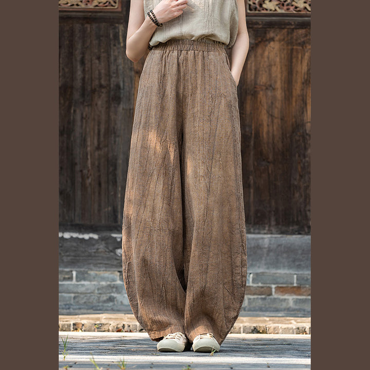 Pantalones de lino de algodón con Buddha Stones , pantalones de diseño teñido anudado, pantalones sueltos de Yoga Zen para mujer con bolsillos - image 1