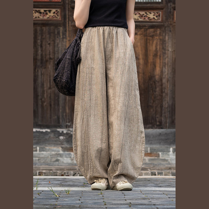 Pantalones de lino de algodón con Buddha Stones , pantalones de diseño teñido anudado, pantalones sueltos de Yoga Zen para mujer con bolsillos - image 9