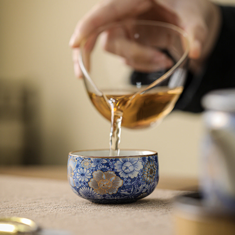 Buddha Stones, loto, crisantemo, flor de ciruelo, taza de té, taza de té de Kung Fu, tetera