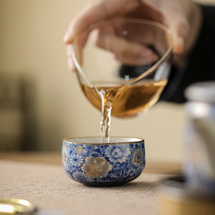 Buddha Stones, loto, crisantemo, flor de ciruelo, taza de té, taza de té de Kung Fu, tetera