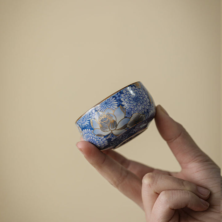 Buddha Stones, loto, crisantemo, flor de ciruelo, taza de té, taza de té de Kung Fu, tetera