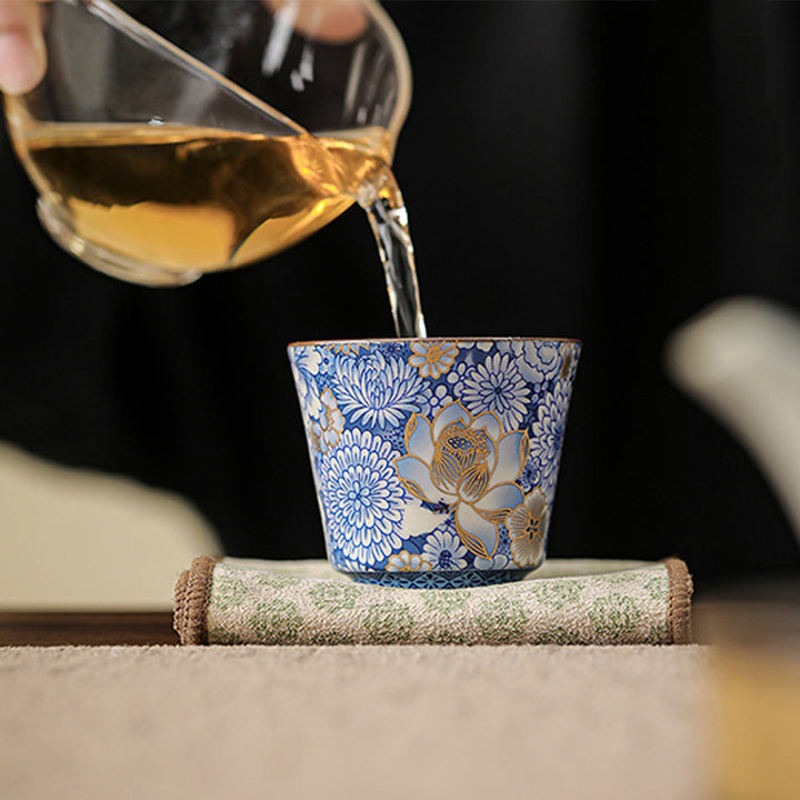 Buddha Stones, loto, crisantemo, flor de ciruelo, taza de té, taza de té de Kung Fu, tetera