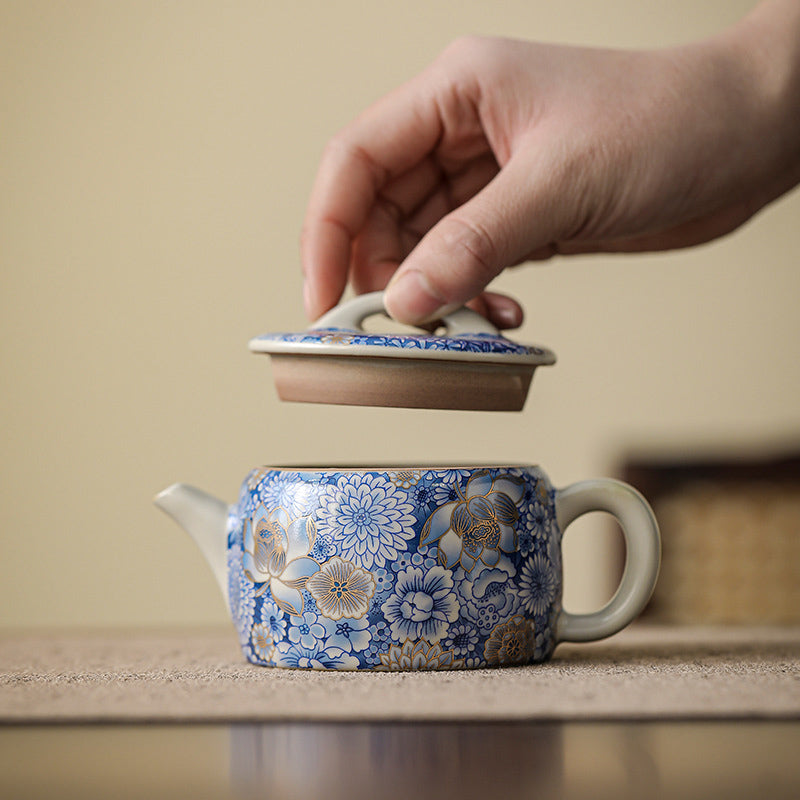 Buddha Stones, loto, crisantemo, flor de ciruelo, taza de té, taza de té de Kung Fu, tetera