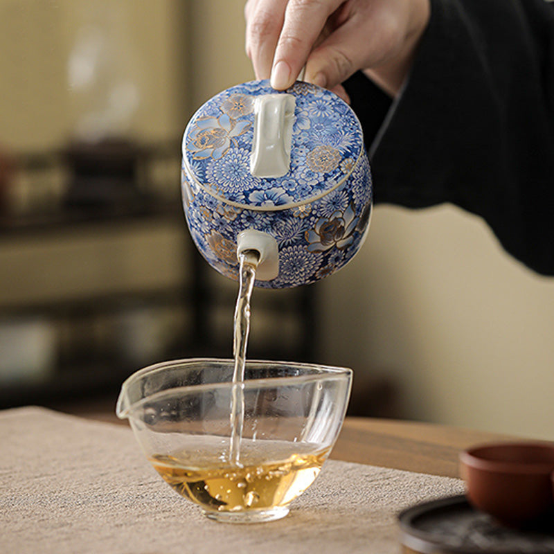 Buddha Stones, loto, crisantemo, flor de ciruelo, taza de té, taza de té de Kung Fu, tetera